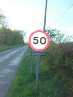 50 mph road sign