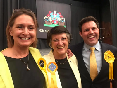 Lib Dems' three new MEPs for SE England Region, Judith Bunting, Catherine Bearder and Antony Hook